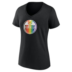 NHL Black Edmonton Oilers Women's Team Pride V-Neck T-Shirt