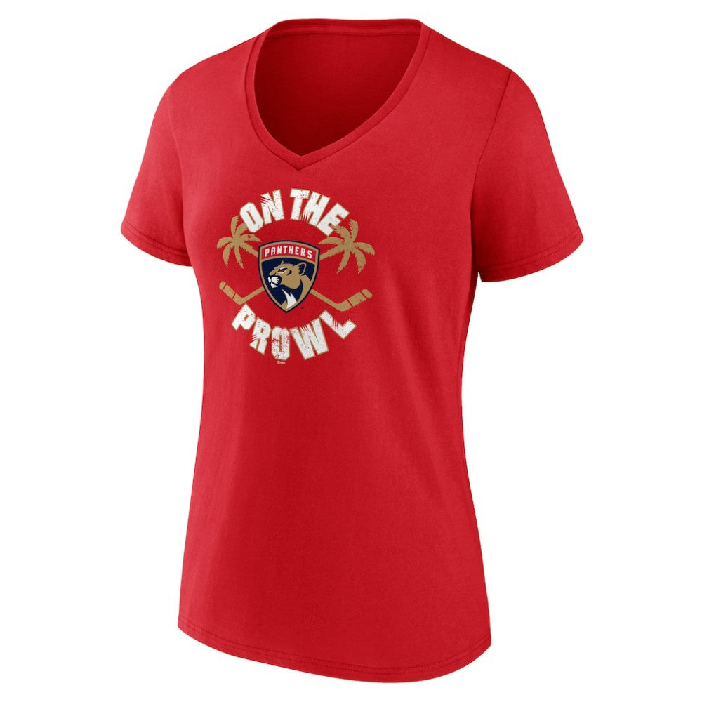 NHL Red Florida Panthers Women's Active Edge V-Neck T-Shirt