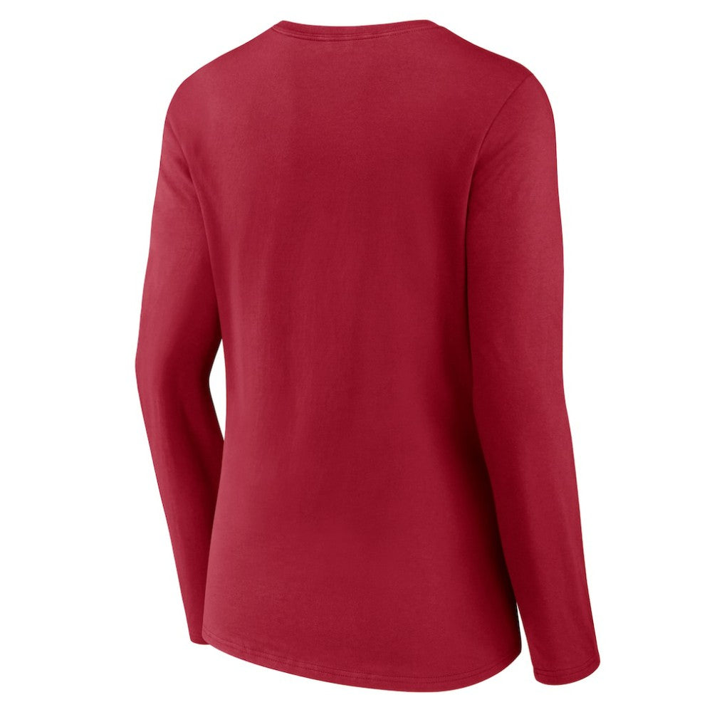 NHL Red Montreal Canadiens Women's Primary Logo Long Sleeve V-Neck T-Shirt