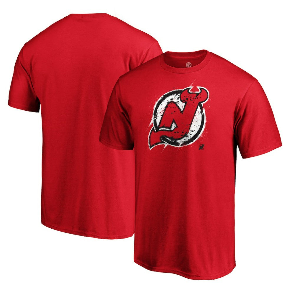 NHL Red New Jersey Devils Splatter Logo T-Shirt