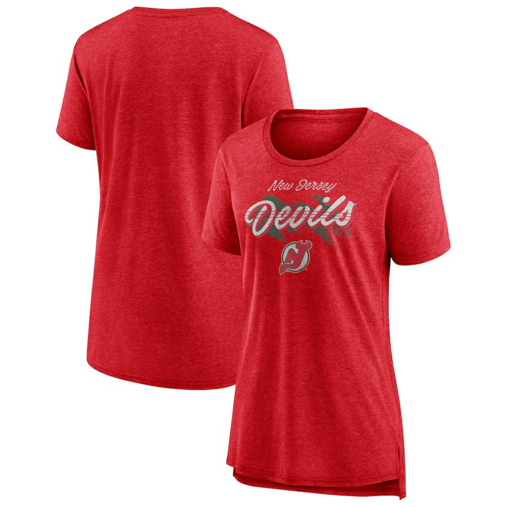 NHL Red New Jersey Devils Women's Hit the Ice Tri-Blend T-Shirt