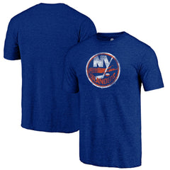NHL Royal New York Islanders Distressed Logo Tri-Blend T-Shirt