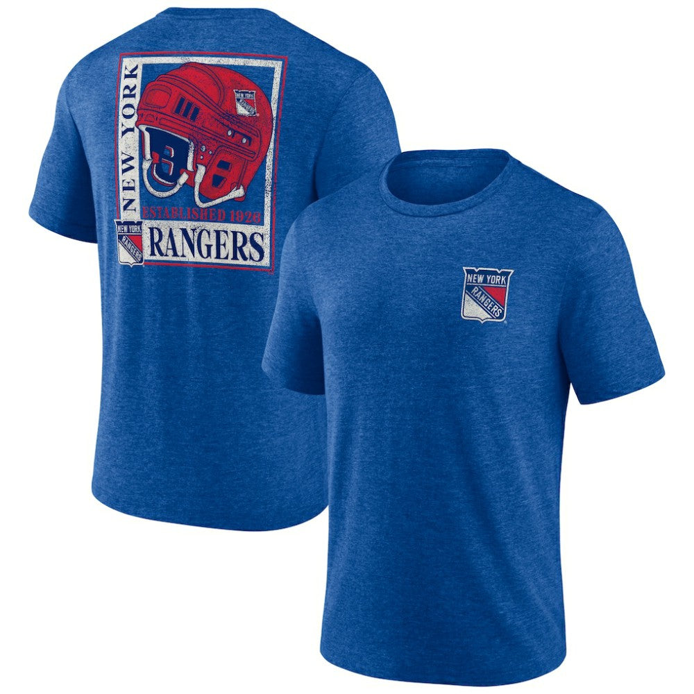 NHL Blue New York Rangers Earnest Will Tri-Blend T-Shirt
