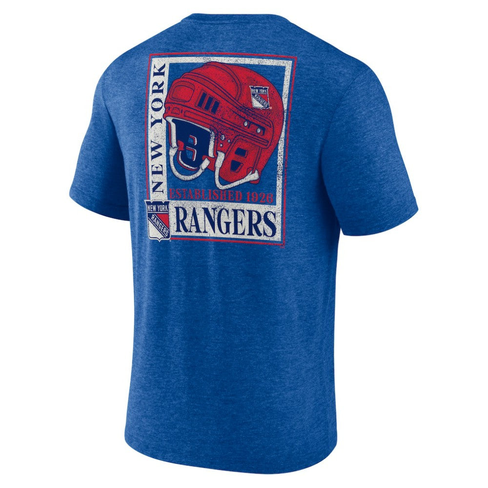 NHL Blue New York Rangers Earnest Will Tri-Blend T-Shirt