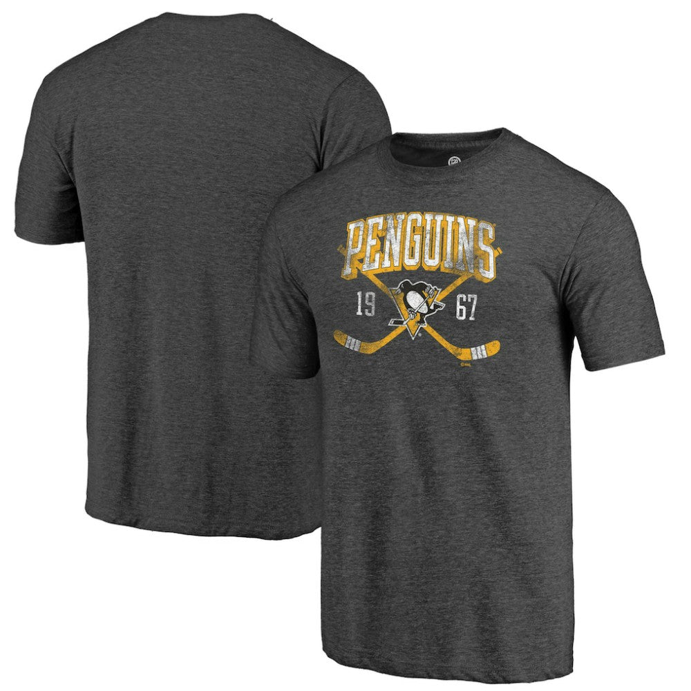 NHL Charcoal Pittsburgh Penguins Line Shift Tri-Blend T-Shirt
