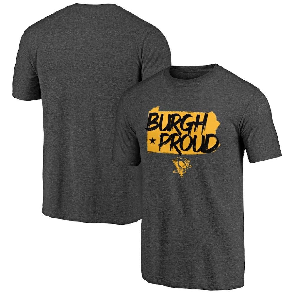 NHL Charcoal Pittsburgh Penguins Shoot to Score Tri-Blend T-Shirt