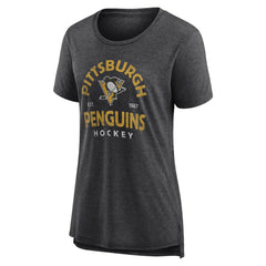NHL Gray Pittsburgh Penguins Women's Vintage Arch Tri-Blend T-Shirt
