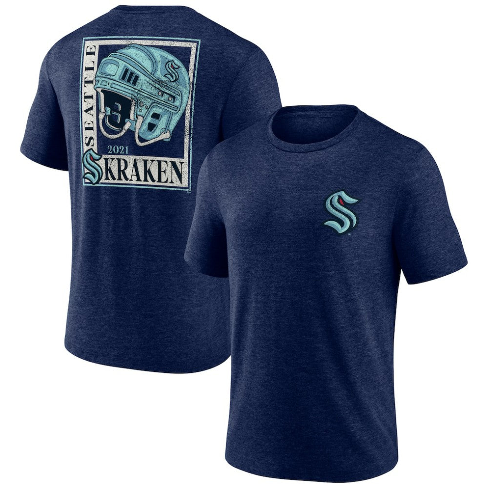 NHL Deep Sea Blue Seattle Kraken Earnest Will Tri-Blend T-Shirt