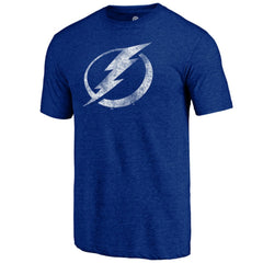 NHL Blue Tampa Bay Lightning Distressed Logo Tri-Blend T-Shirt