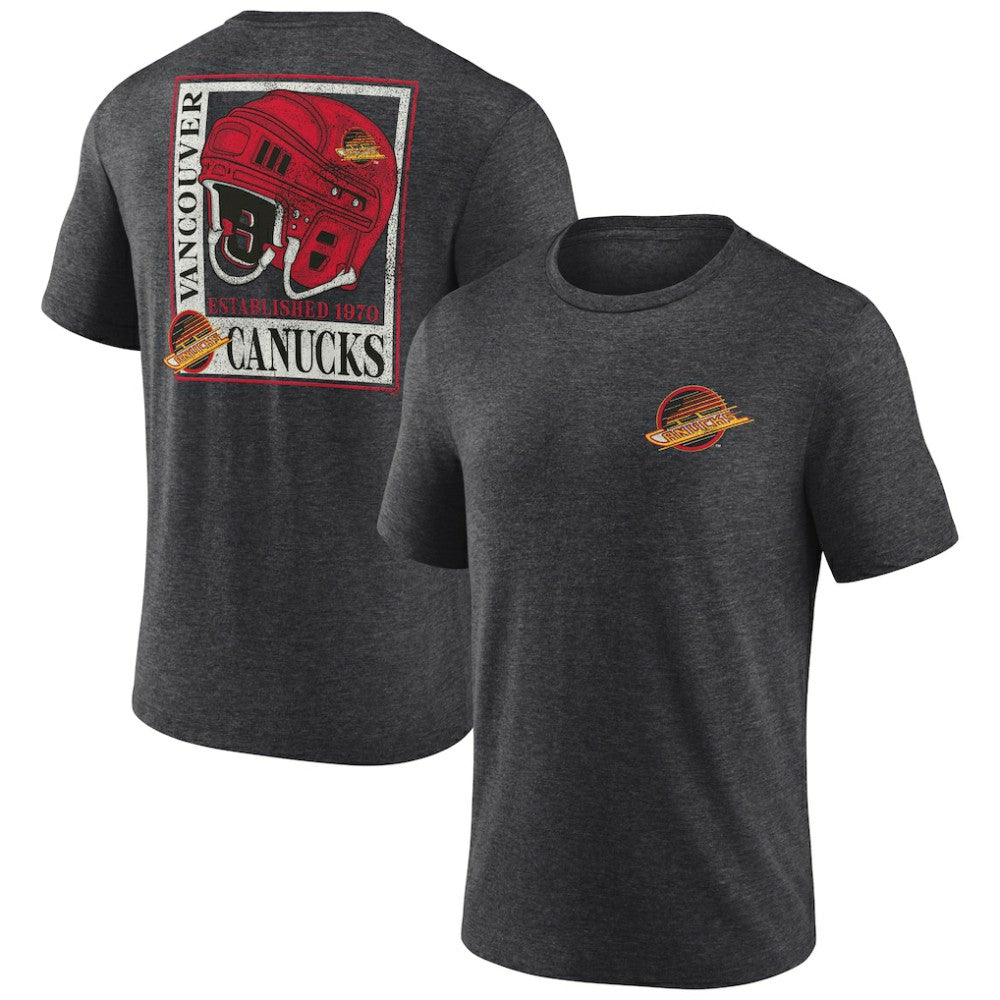 NHL Charcoal Vancouver Canucks Earnest Will Tri-Blend T-Shirt
