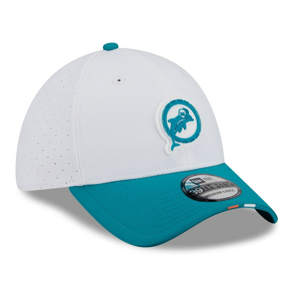 2025 NFL Training Camp Throwback Logo 39THIRTY Flex Hat - Miami Dolphins