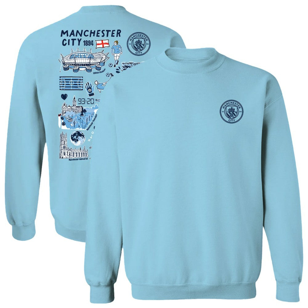 Manchester City Vive La Fete Women's Impressions Artwork Pullover Sweatshirt -  Sky Blue