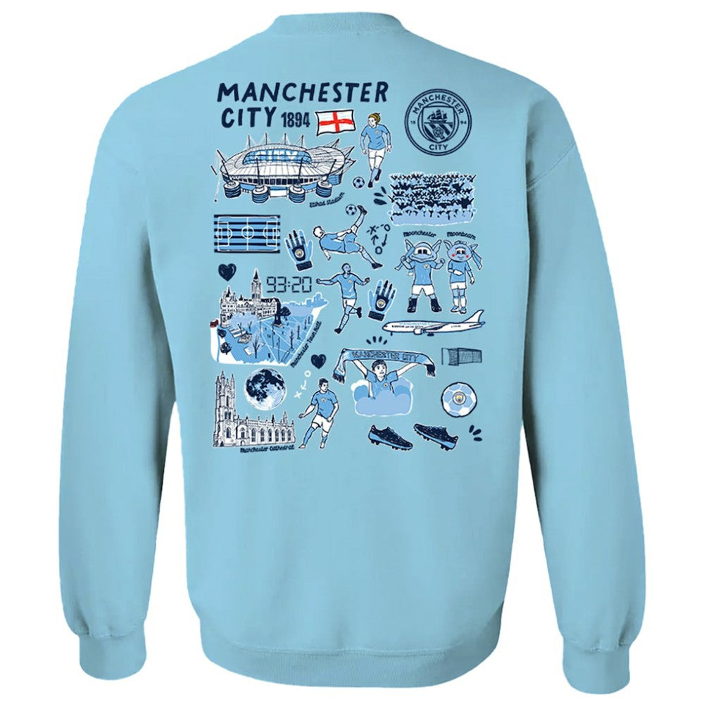 Manchester City Vive La Fete Women's Impressions Artwork Pullover Sweatshirt -  Sky Blue