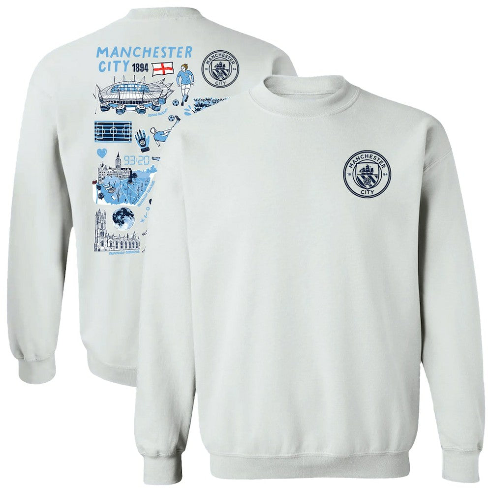 Manchester City Vive La Fete Women's Impressions Artwork Pullover Sweatshirt -  White