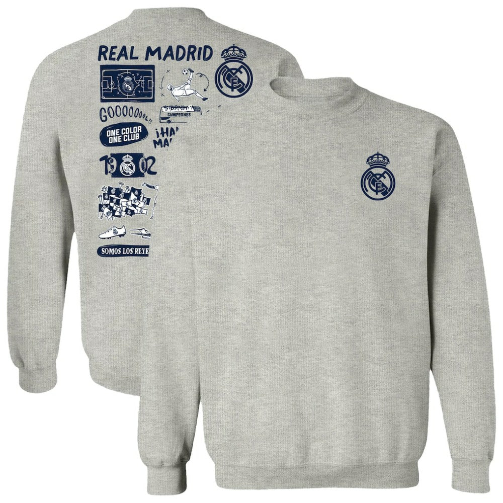 Real Madrid Vive La Fete Women's Impressions Artwork Pullover Sweatshirt -  Gray