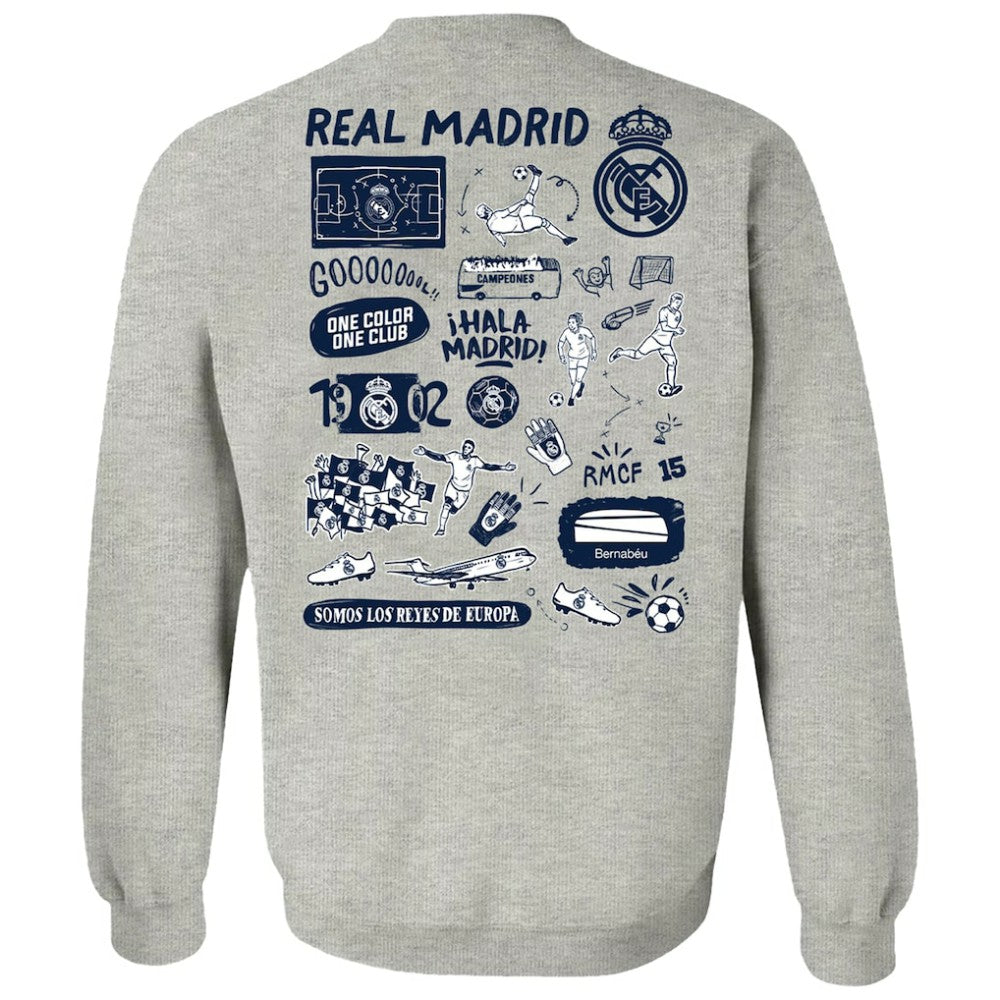 Real Madrid Vive La Fete Women's Impressions Artwork Pullover Sweatshirt -  Gray