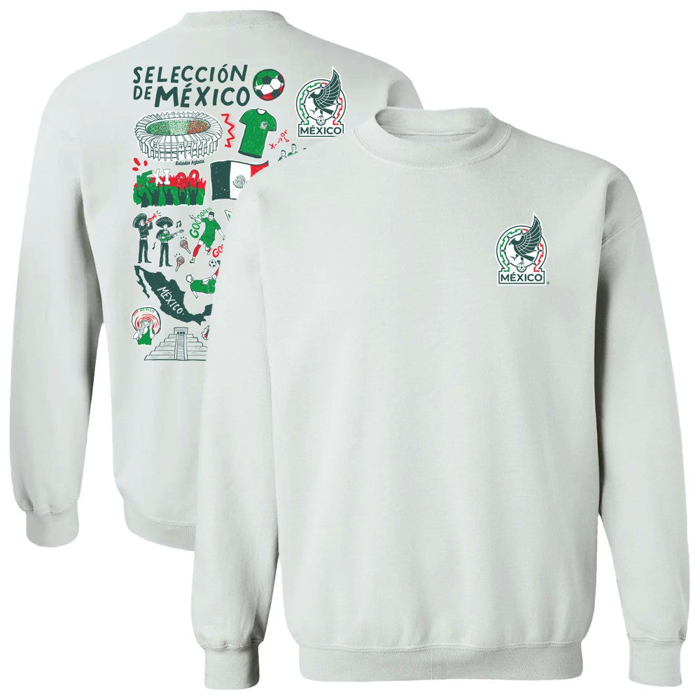 Mexico National Team Vive La Fete Women's Impressions Artwork Pullover Sweatshirt -  White