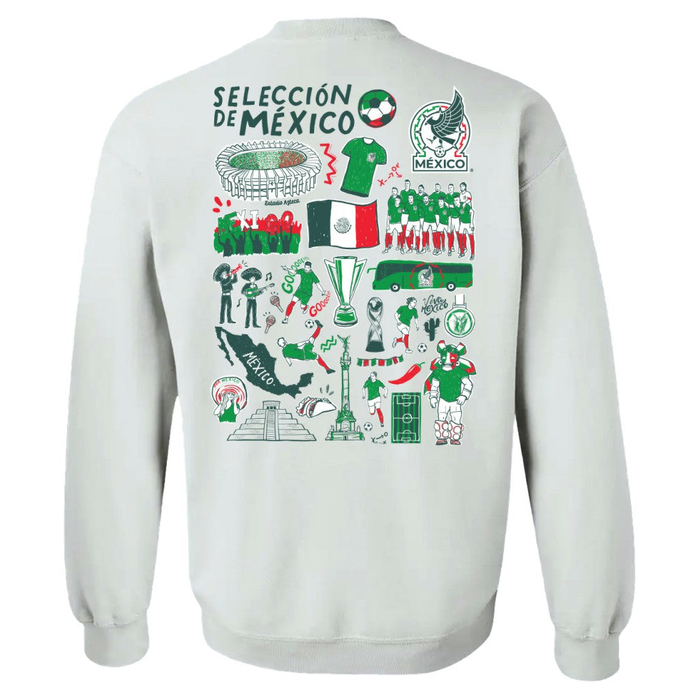Mexico National Team Vive La Fete Women's Impressions Artwork Pullover Sweatshirt -  White