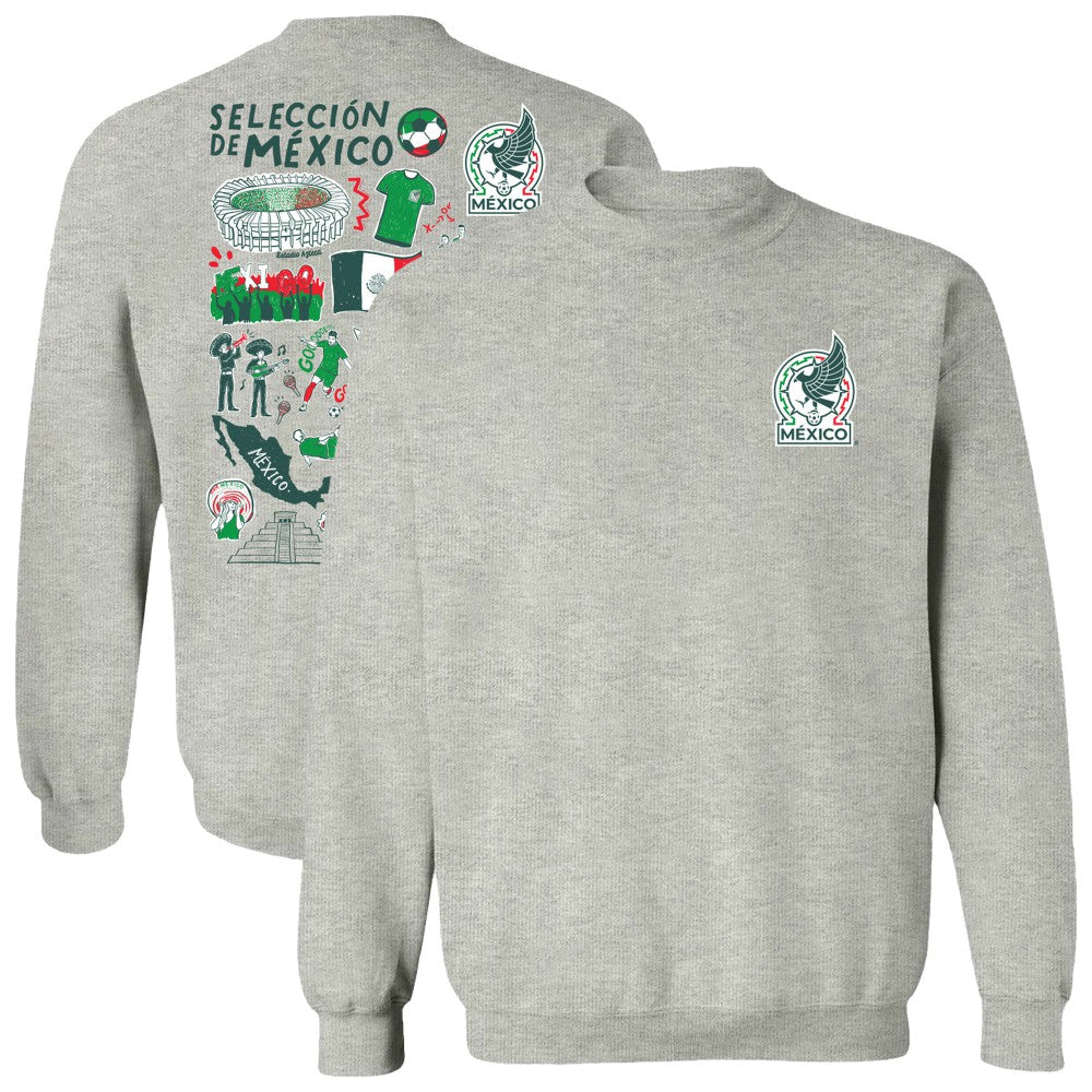 Mexico National Team Vive La Fete Women's Impressions Artwork Pullover Sweatshirt -  Gray