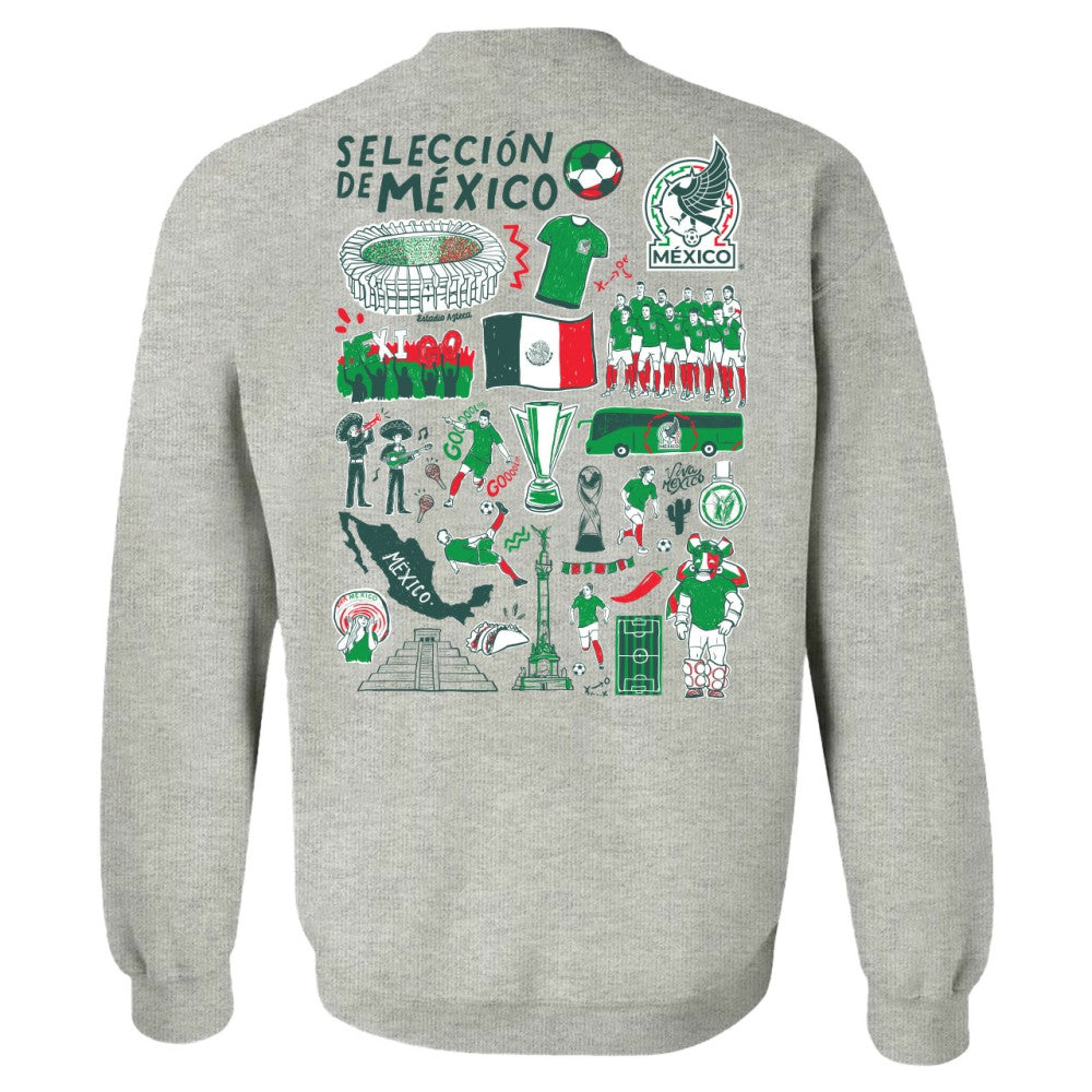 Mexico National Team Vive La Fete Women's Impressions Artwork Pullover Sweatshirt -  Gray