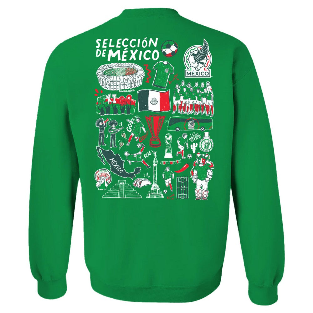 Mexico National Team Vive La Fete Women's Impressions Artwork Pullover Sweatshirt -  Green