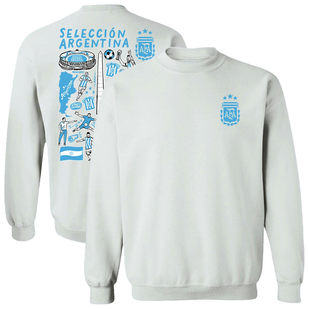 Argentina National Team Vive La Fete Women's Impressions Artwork Pullover Sweatshirt -  White