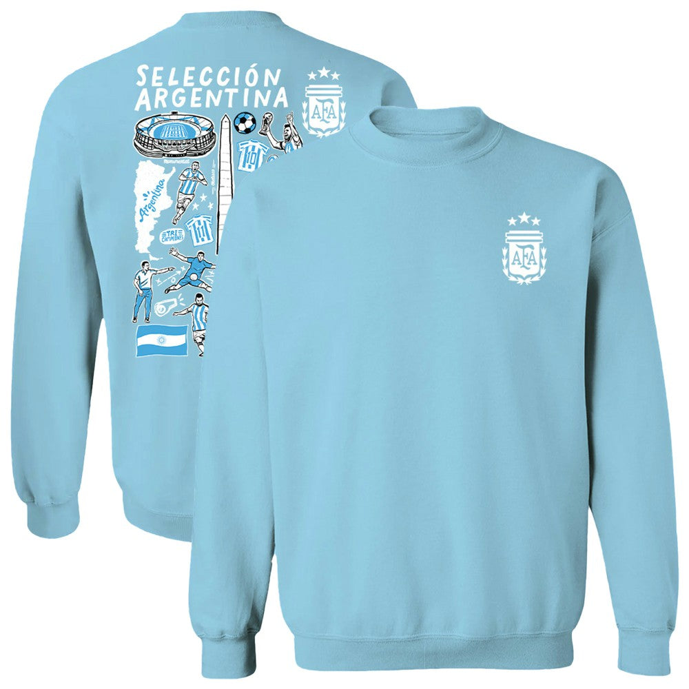 Argentina National Team Vive La Fete Women's Impressions Artwork Pullover Sweatshirt -  Light Blue