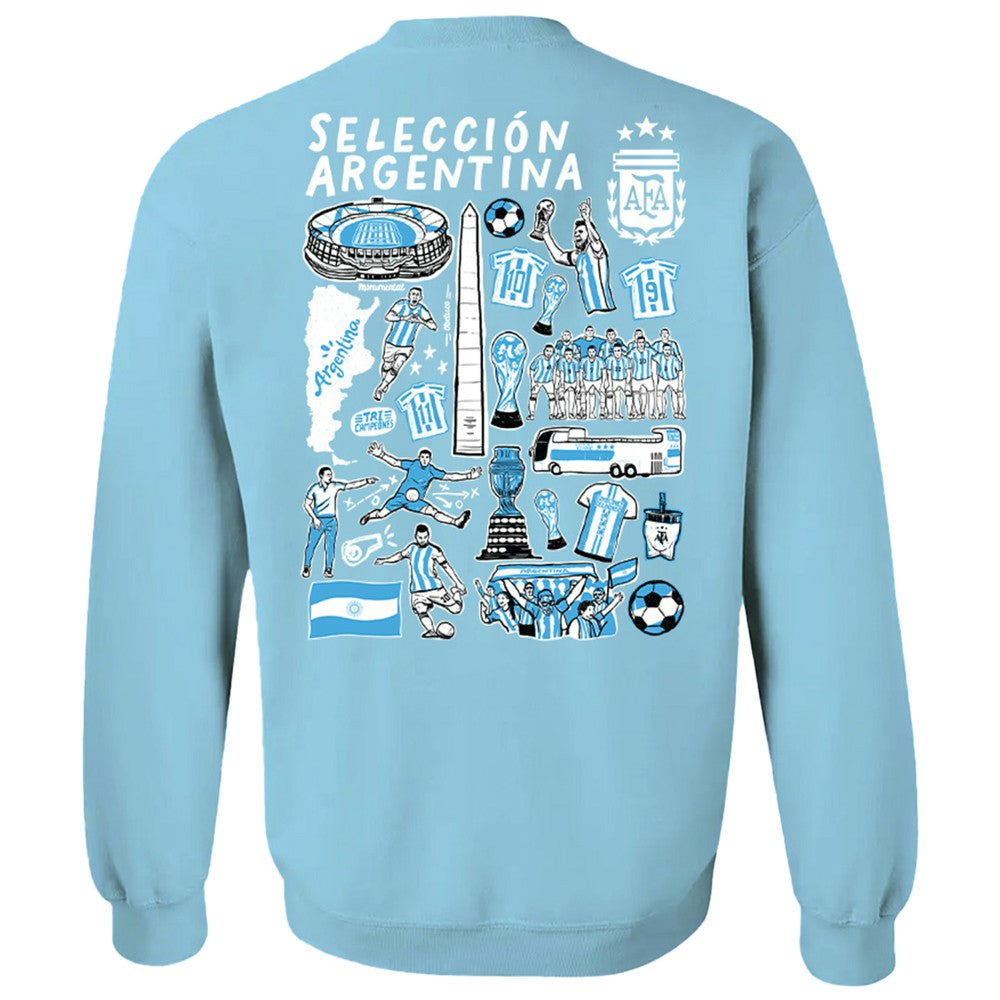 Argentina National Team Vive La Fete Women's Impressions Artwork Pullover Sweatshirt -  Light Blue