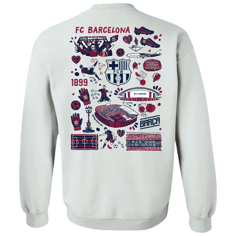 Barcelona Vive La Fete Women's Impressions Artwork Pullover Sweatshirt -  White
