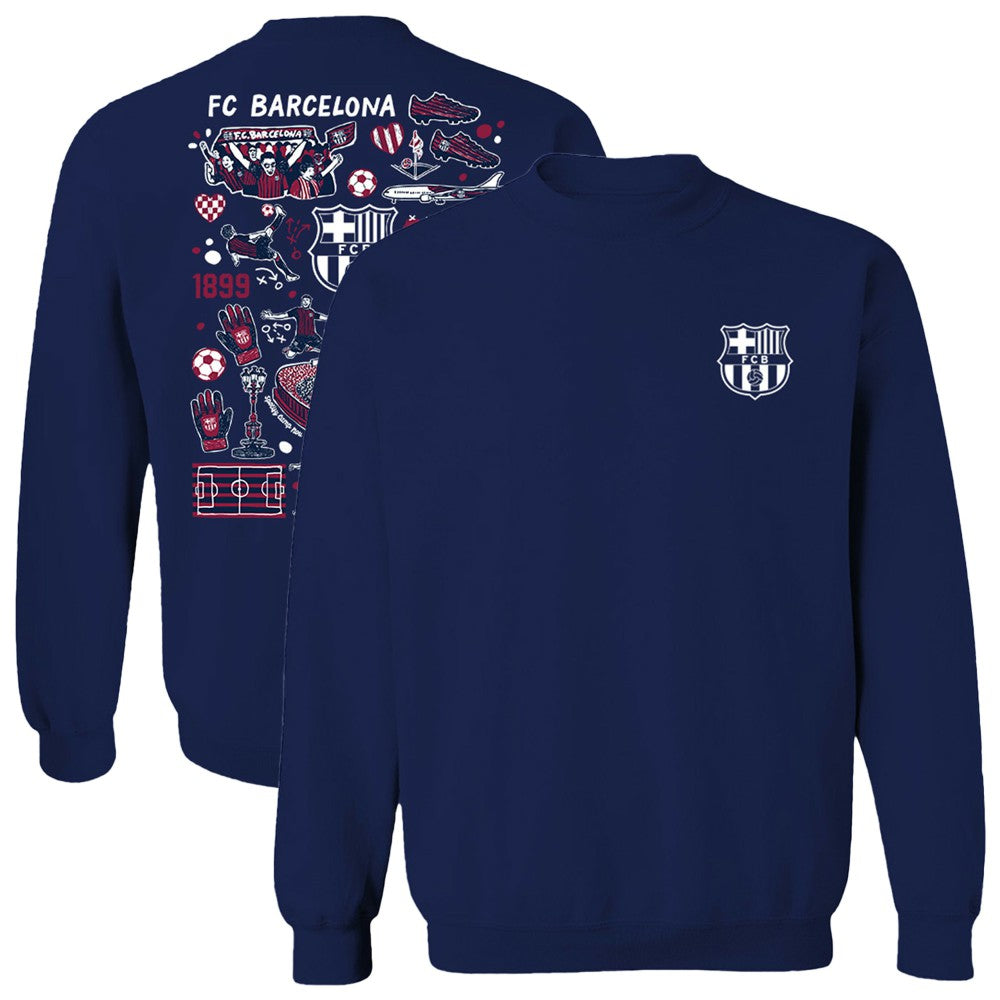 Barcelona Vive La Fete Women's Impressions Artwork Pullover Sweatshirt -  Navy