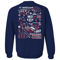Barcelona Vive La Fete Women's Impressions Artwork Pullover Sweatshirt -  Navy