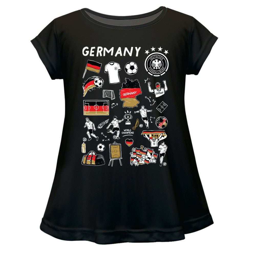 Germany National Team Vive La Fete Girls Youth Impressions Artwork A-Line Top -  Black