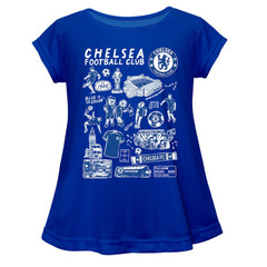 Chelsea Vive La Fete Girls Youth Impressions Artwork A-Line Top -  Blue