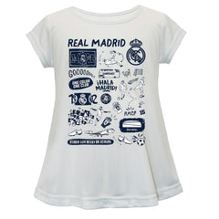 Real Madrid Vive La Fete Girls Youth Impressions Artwork A-Line Top -  White