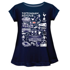 Tottenham Hotspur Vive La Fete Girls Youth Impressions Artwork A-Line Top -  Navy