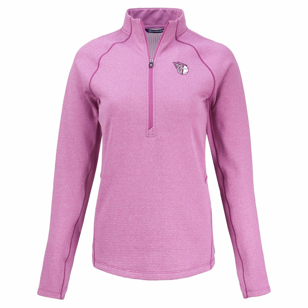MLB Cleveland Guardians Cutter & Buck Women's Peshastin Eco Fleece Recycled Half-Zip Jacket