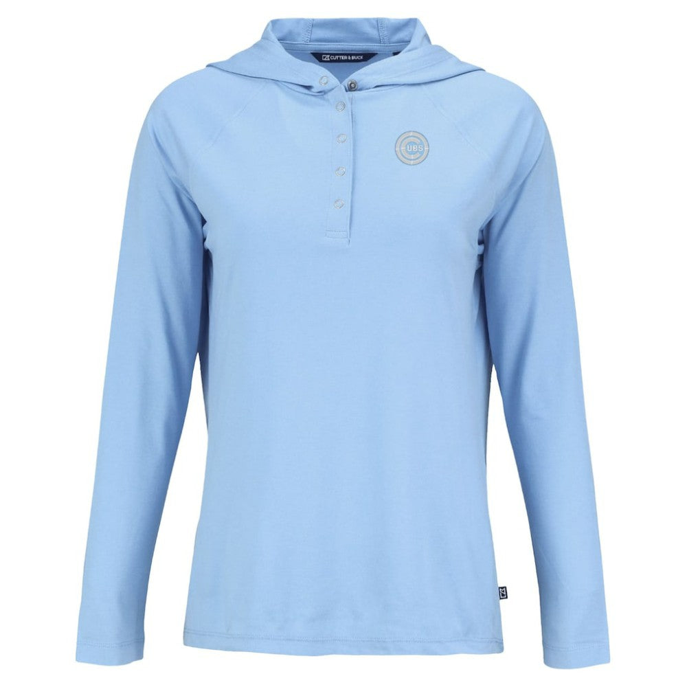 MLB Chicago Cubs Cutter & Buck Women's Coastline Epic Comfort Eco Recycled Long Sleeve Hoodie T-Shirt