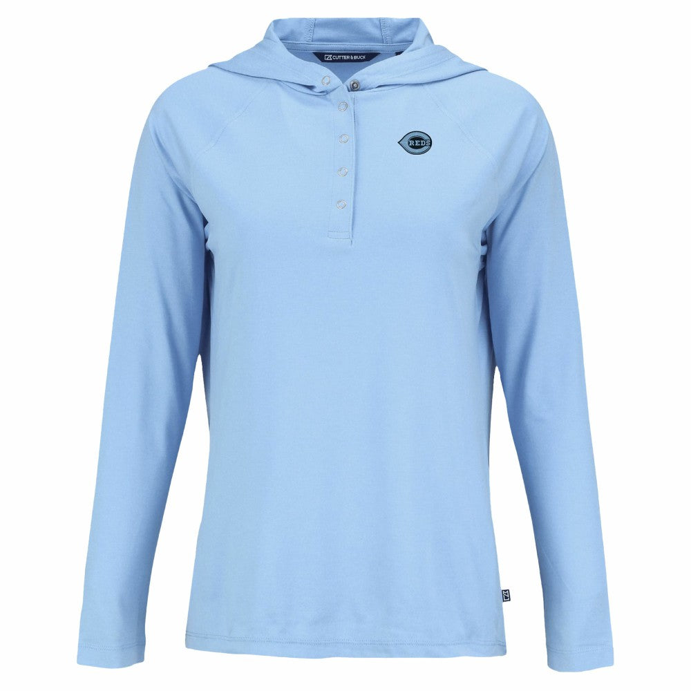 MLB Cincinnati Reds Cutter & Buck Women's Coastline Epic Comfort Eco Recycled Long Sleeve Hoodie T-Shirt