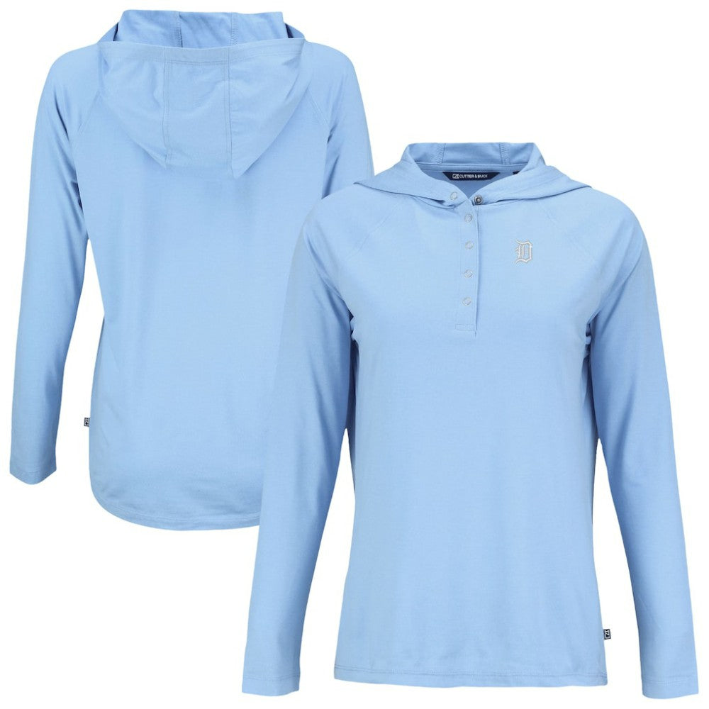 MLB Detroit Tigers Cutter & Buck Women's Coastline Epic Comfort Eco Recycled Long Sleeve Hoodie T-Shirt