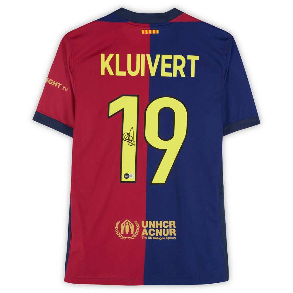 Patrick Kluivert Barcelona Autographed 2024-25 Red/Blue Home Jersey - Fanatics BAS