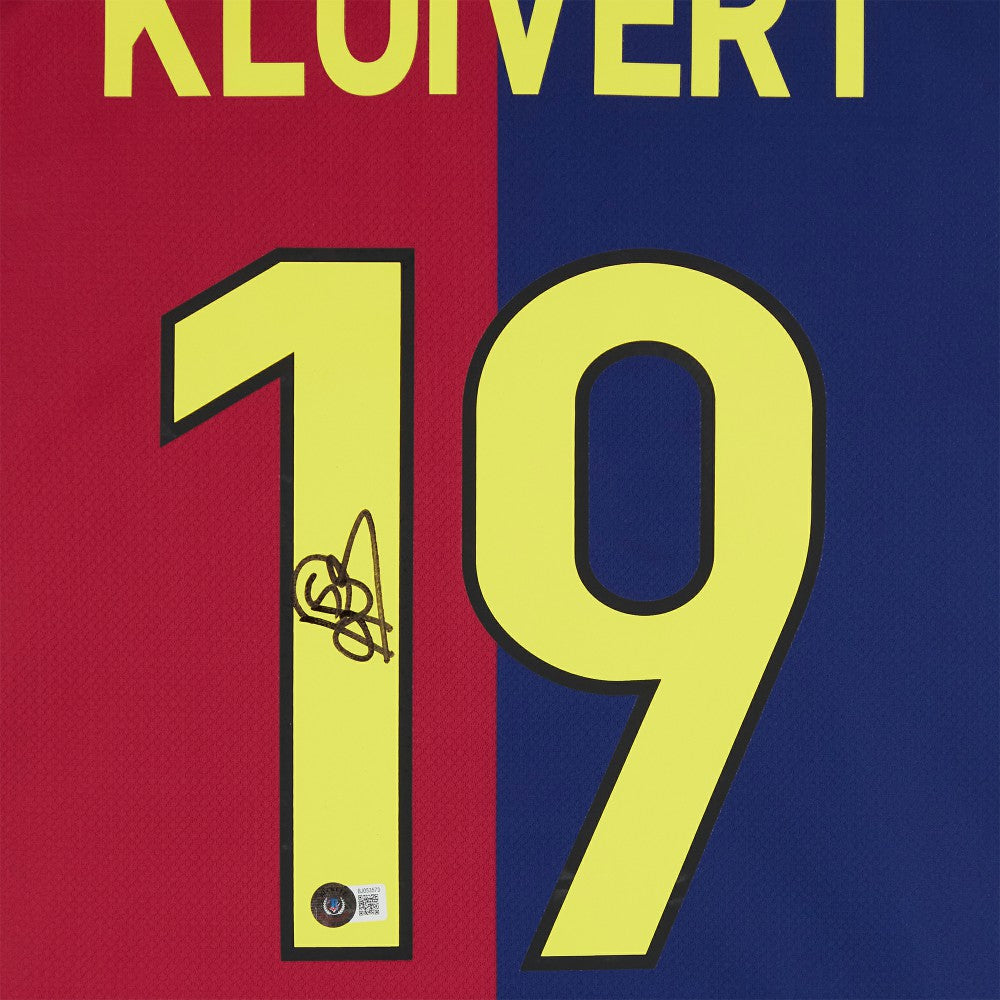 Patrick Kluivert Barcelona Autographed 2024-25 Red/Blue Home Jersey - Fanatics BAS