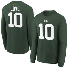 Jordan Love  Youth Player Name & Number Long Sleeve T-Shirt - Green Bay Packers