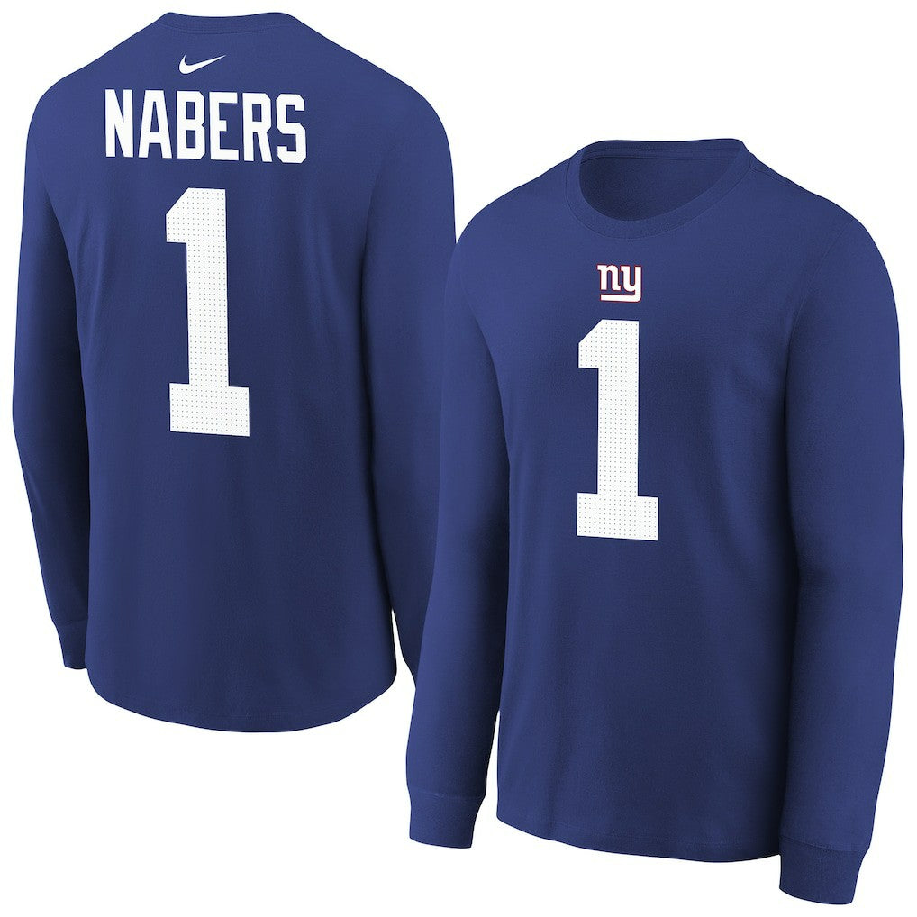 Malik Nabers  Youth Player Name & Number Long Sleeve T-Shirt - New York Giants