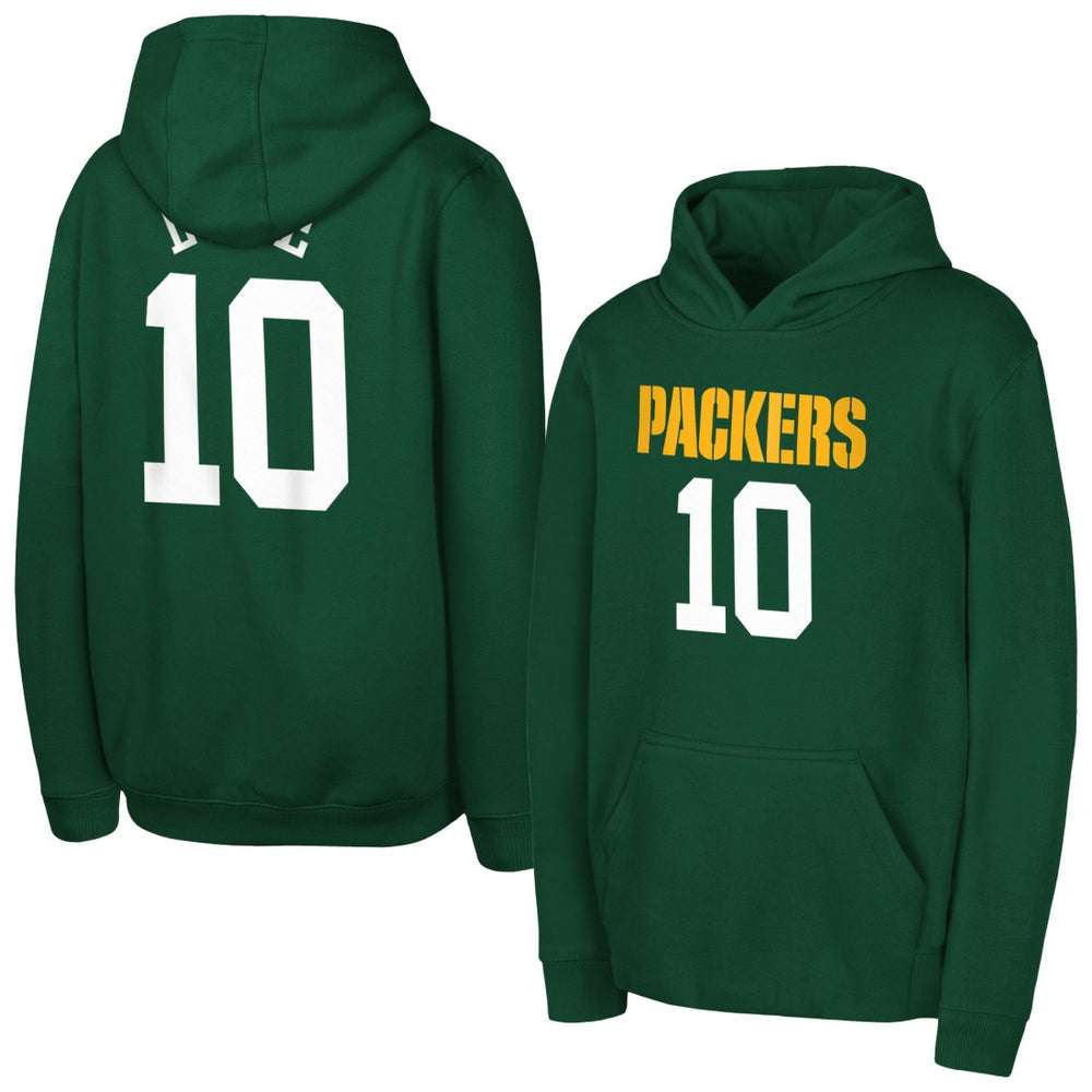 Jordan Love  Outerstuff Mainliner Player Name & Number Hoodie - Green Bay Packers