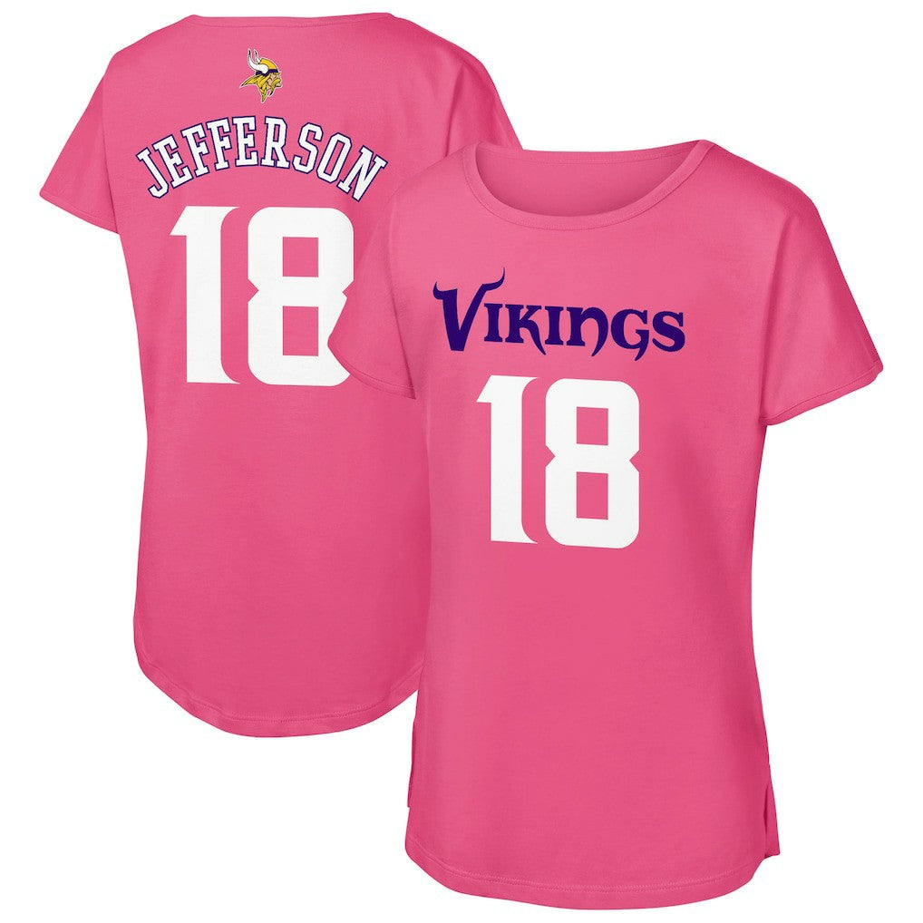 Justin Jefferson  Outerstuff Girls Youth Player Name & Number T-Shirt - Minnesota Vikings