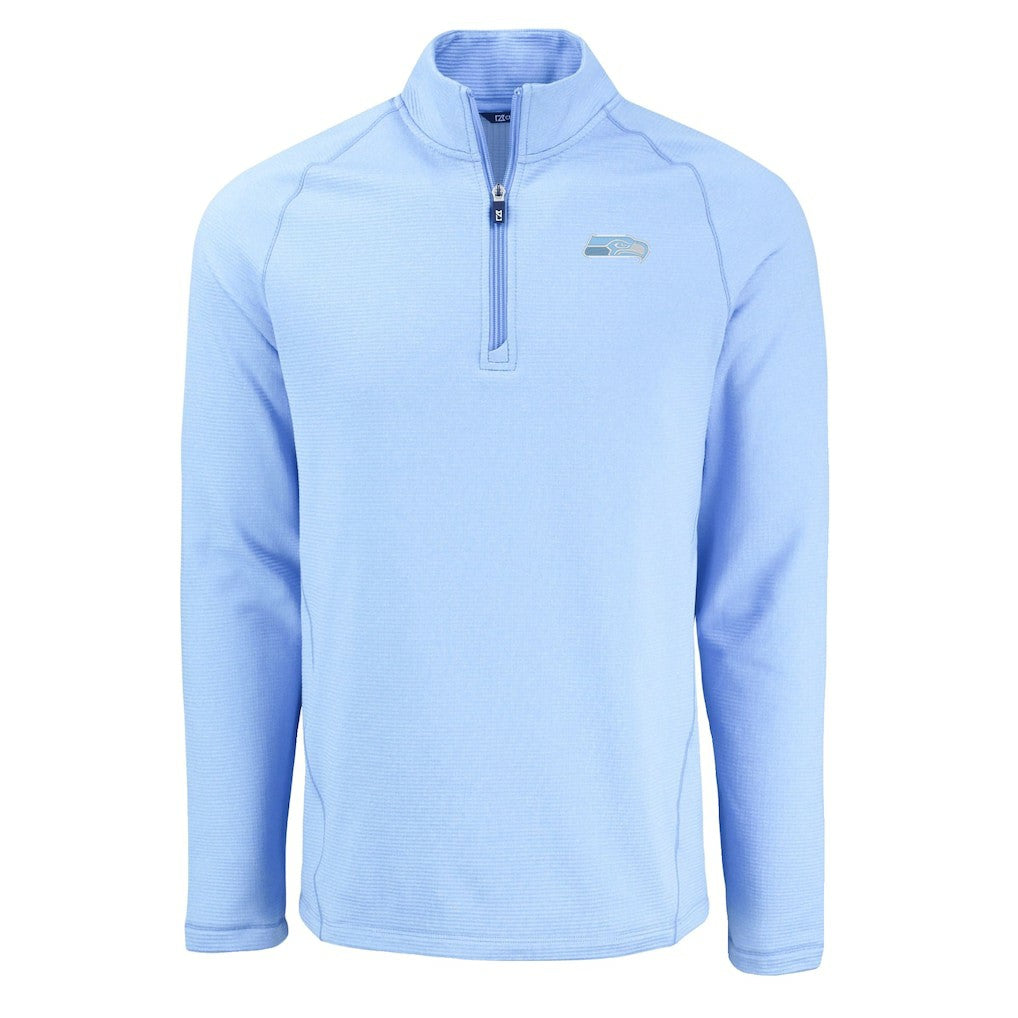 Cutter & Buck Peshastin Eco Fleece Recycled Raglan Quarter-Zip Top - Seattle Seahawks