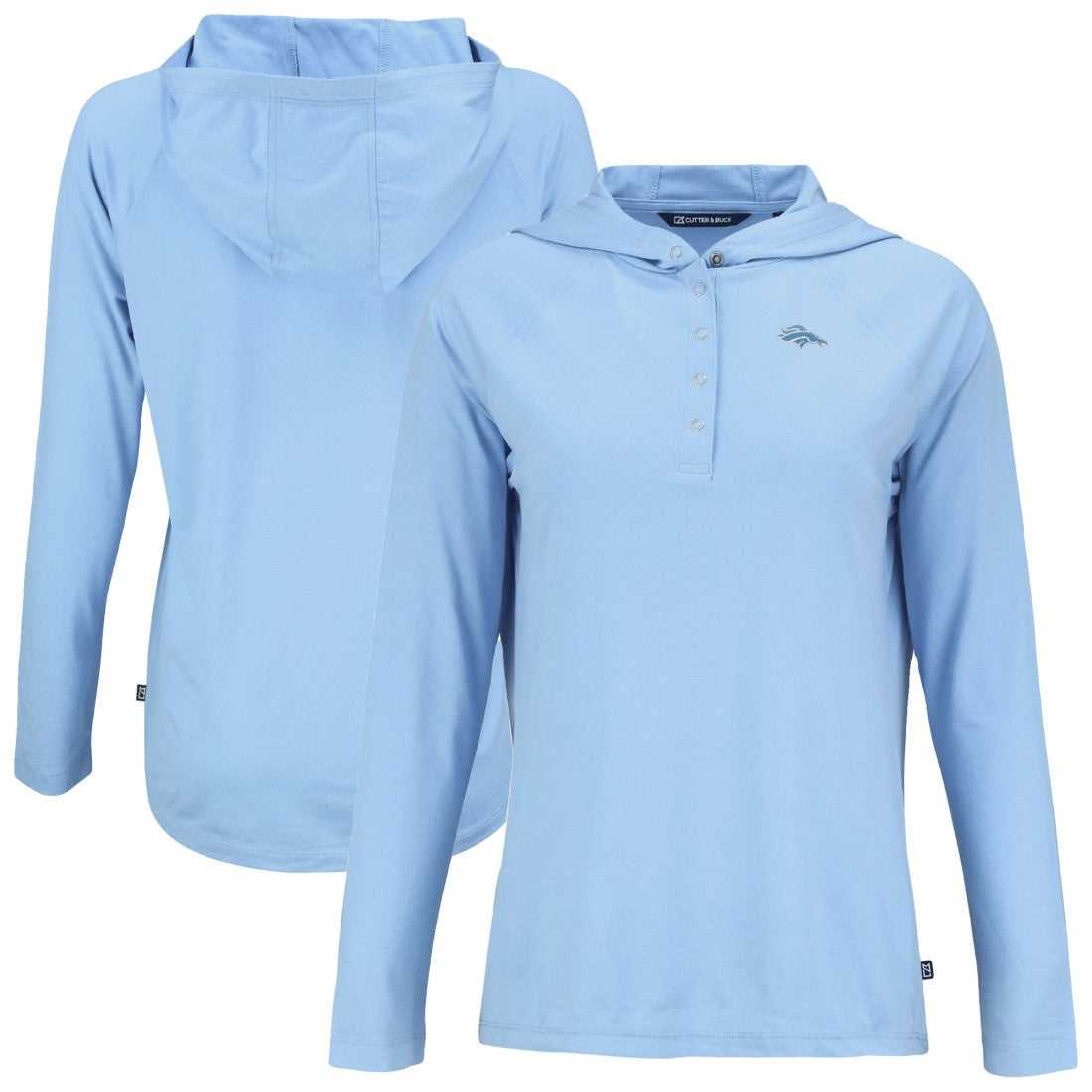 Cutter & Buck Women's Coastline Epic Comfort Eco Recycled Long Sleeve Hoodie T-Shirt - Denver Broncos