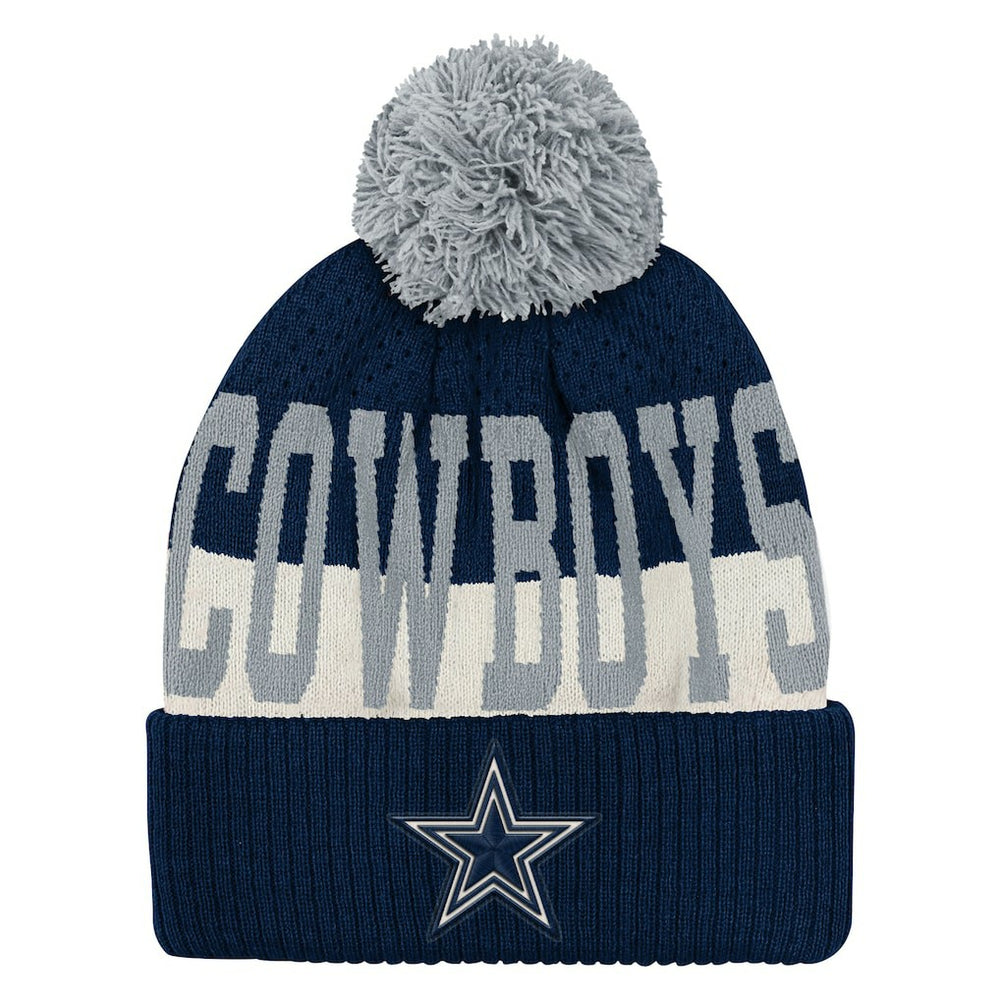 Outerstuff Youth Modern Fan Cuffed Knit Hat with Pom - Dallas Cowboys