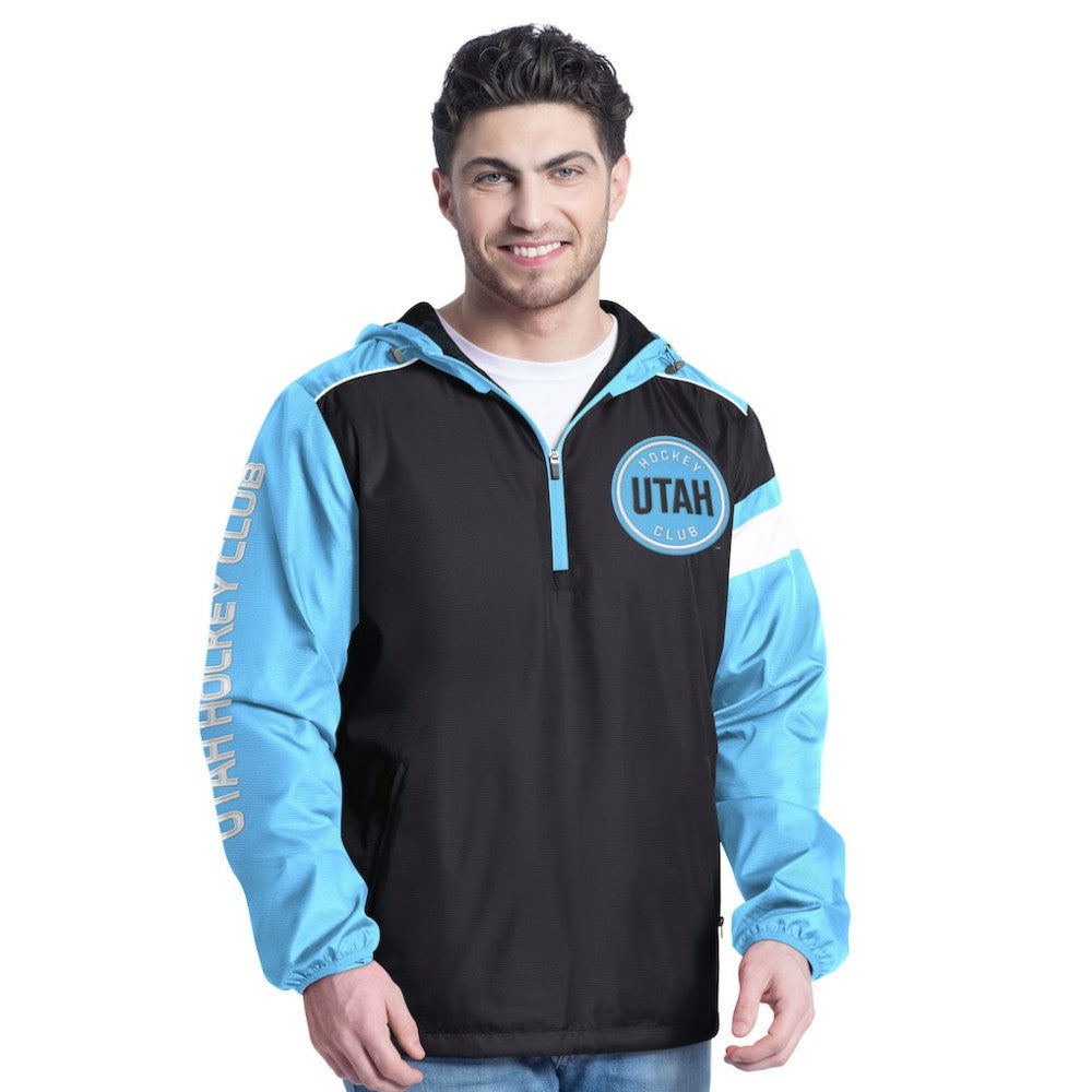 NHL Light Blue/Black Utah Hockey Club G-III Sports by Carl Banks Lateral Half-Zip Hoodie Jacket