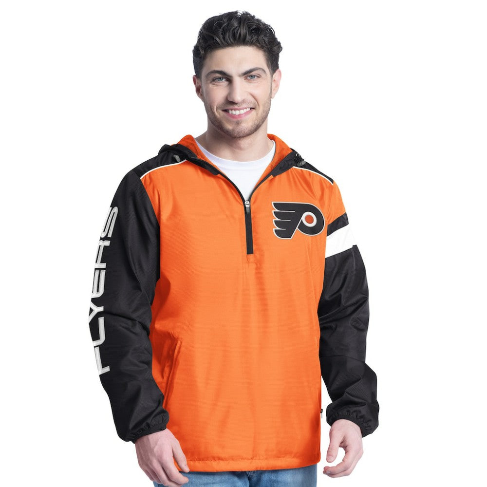 NHL Orange/Black Philadelphia Flyers G-III Sports by Carl Banks Lateral Half-Zip Hoodie Jacket